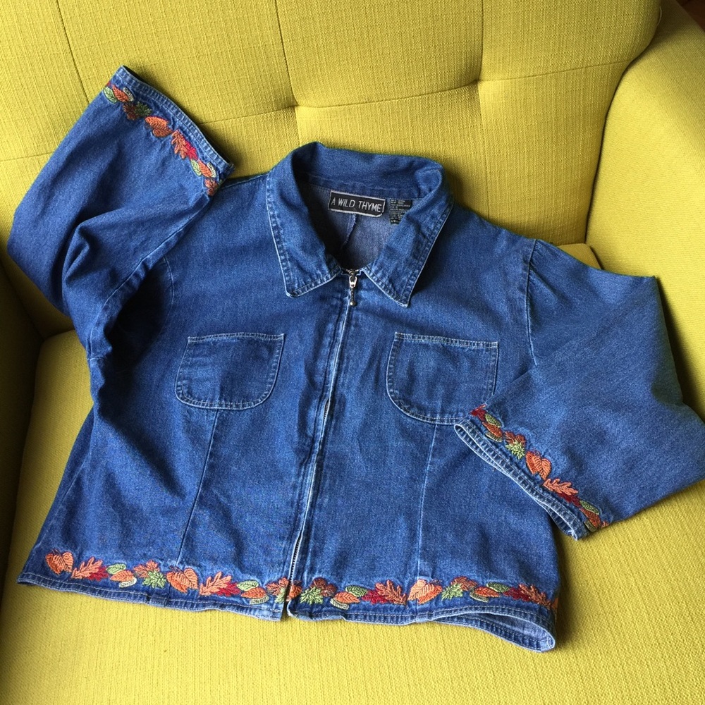 A Wild Thyme Vintage Embroidered Denim Jacket